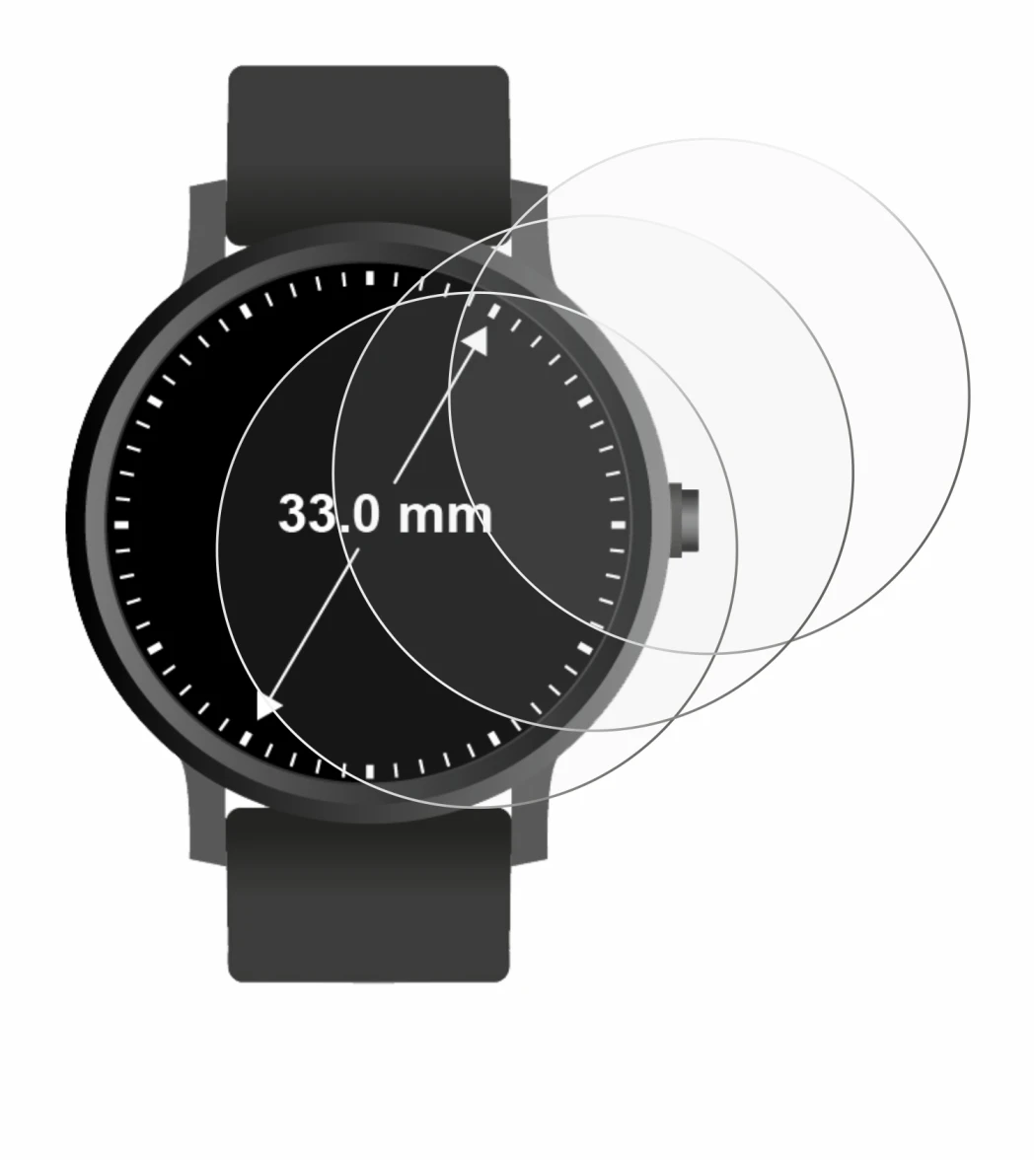 Image de l'appareil Montres (Circulaire, ø: 33 mm) avec une grande variété de protections d'écran.