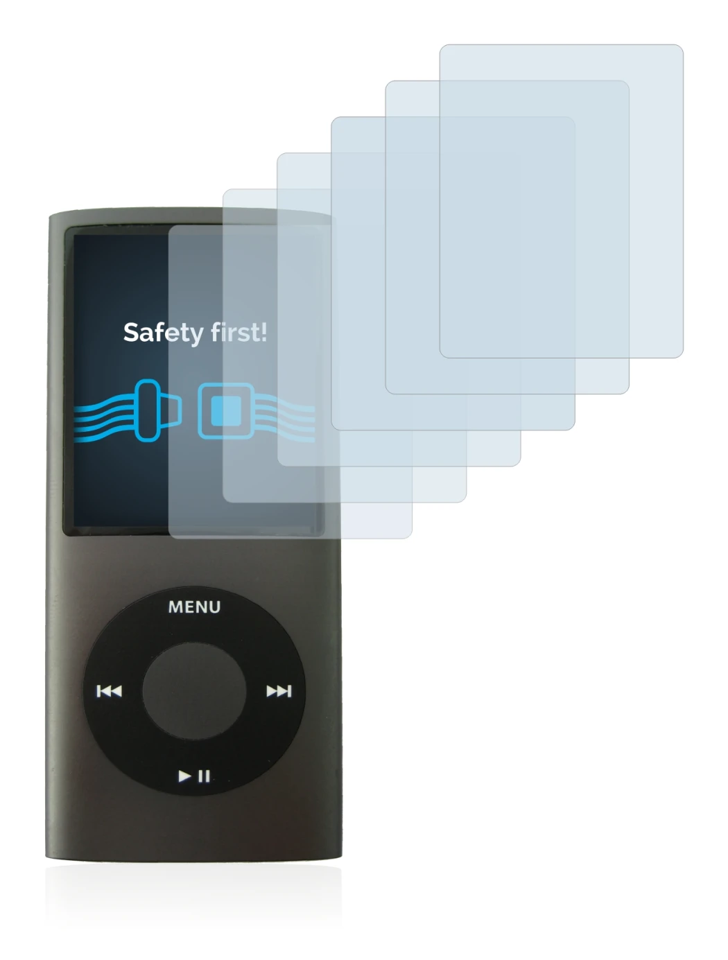 Image de l'appareil Apple iPod nano (4ème Gen.) avec une grande variété de protections d'écran.