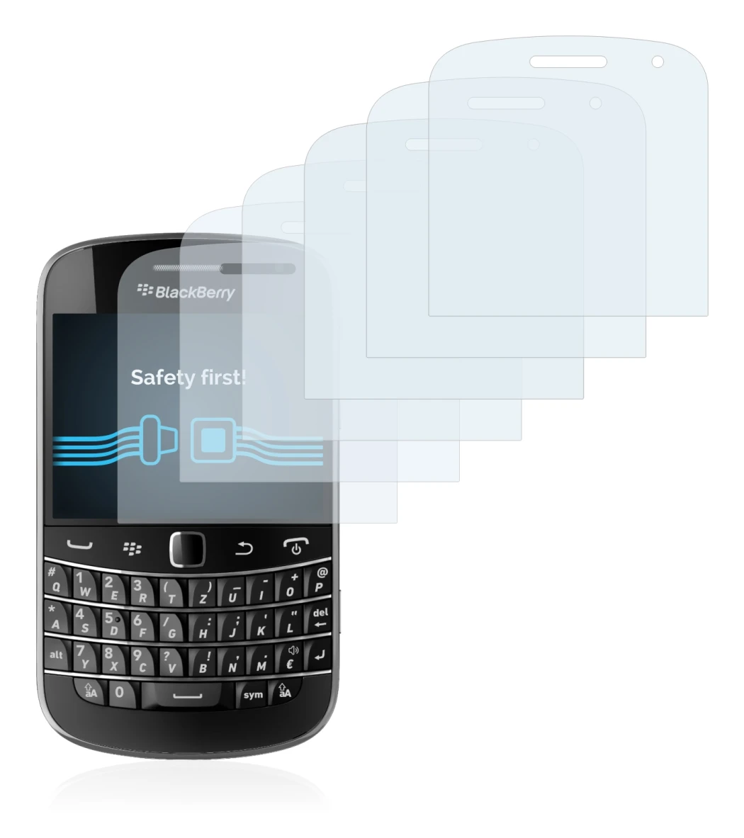 Image de l'appareil RIM BlackBerry Bold Touch 9900 avec une grande variété de protections d'écran.