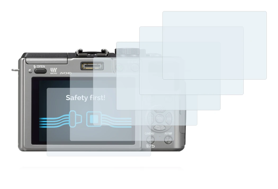 Image de l'appareil Panasonic Lumix DMC-GX1 avec une grande variété de protections d'écran.
