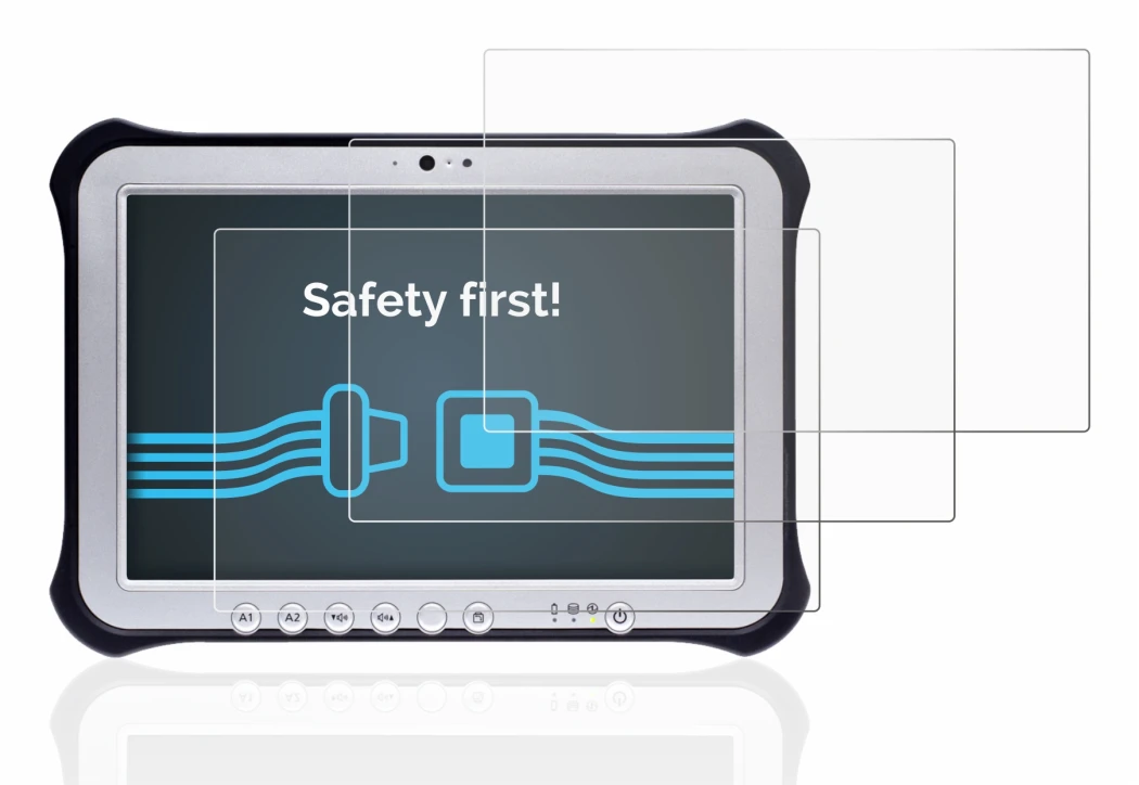 Image de l'appareil Panasonic Toughpad FZ-G1 avec une grande variété de protections d'écran.