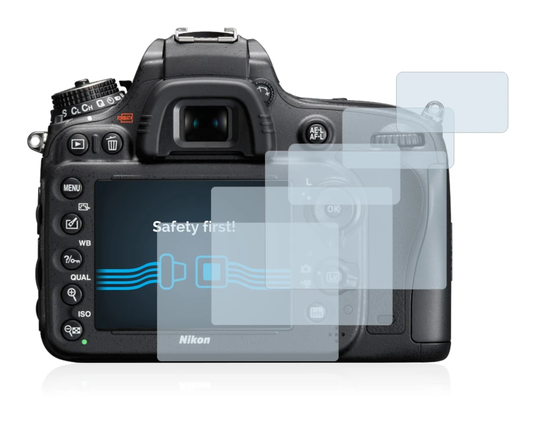 Image de l'appareil Nikon D610 avec une grande variété de protections d'écran.