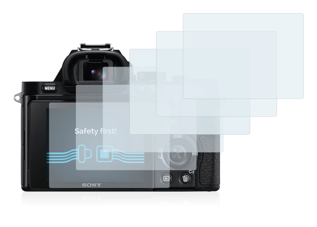 Image de l'appareil Sony Alpha 7R (ILCE-7R) avec une grande variété de protections d'écran.