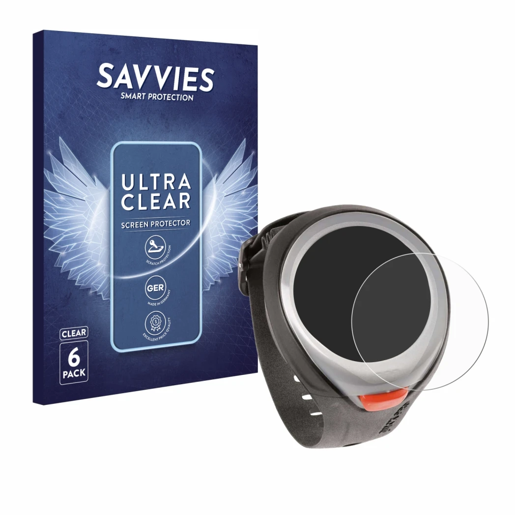 Face avant d’un emballage produit avec le logo de la marque Savvies. À côté, l’appareil Mares Puck Pro est représenté avec la 