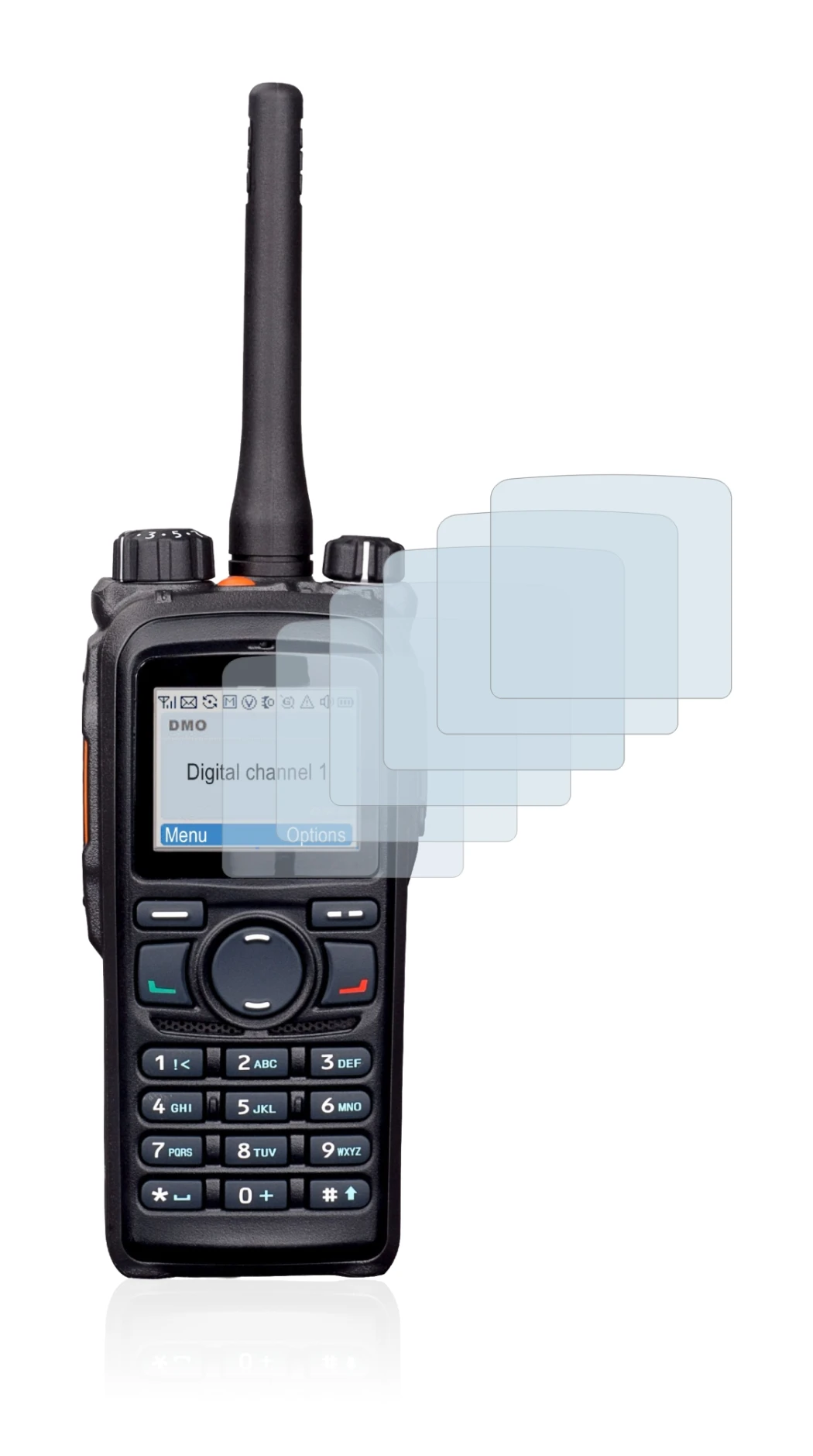Image de l'appareil Hytera PD785 avec une grande variété de protections d'écran.