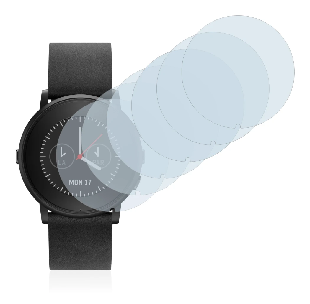 Image de l'appareil Pebble Time Round avec une grande variété de protections d'écran.