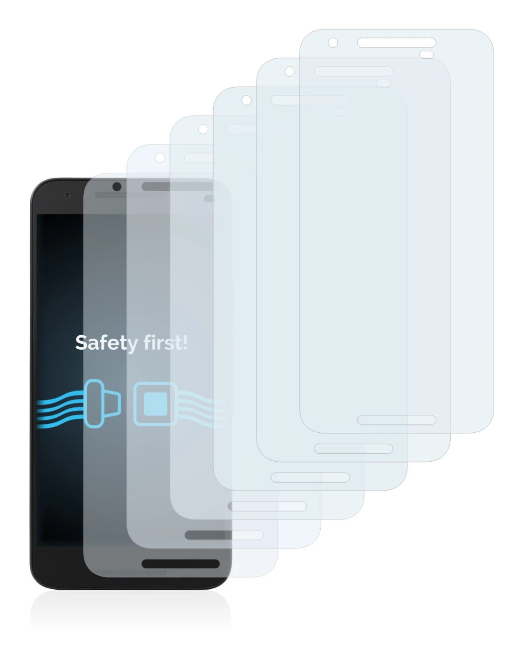 Image de l'appareil Google Nexus 5X avec une grande variété de protections d'écran.