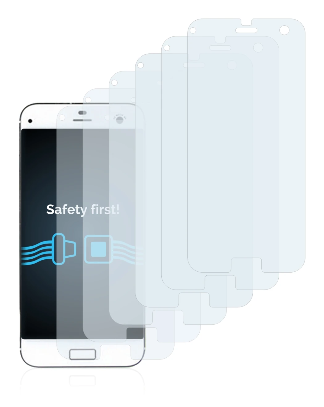 Image de l'appareil ZTE Blade S7 avec une grande variété de protections d'écran.