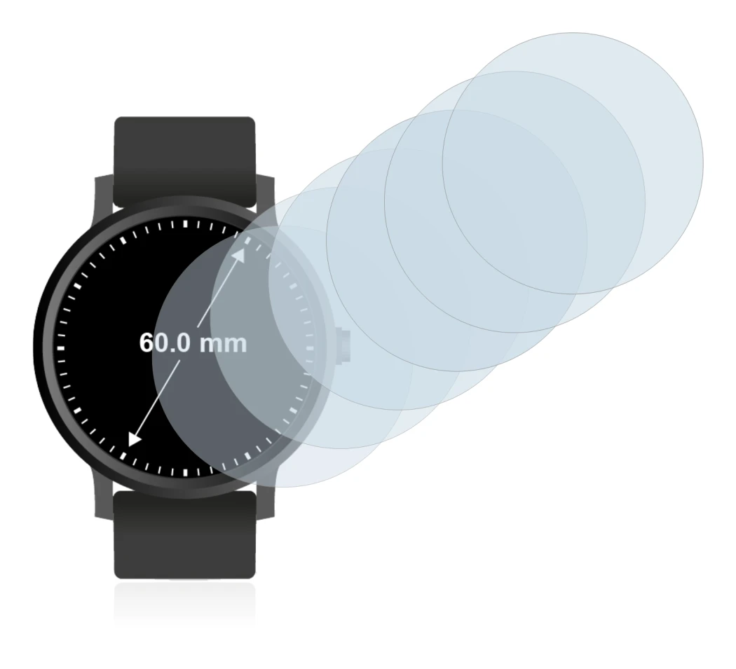 Image de l'appareil Montres (Circulaire, ø: 60 mm) avec une grande variété de protections d'écran.