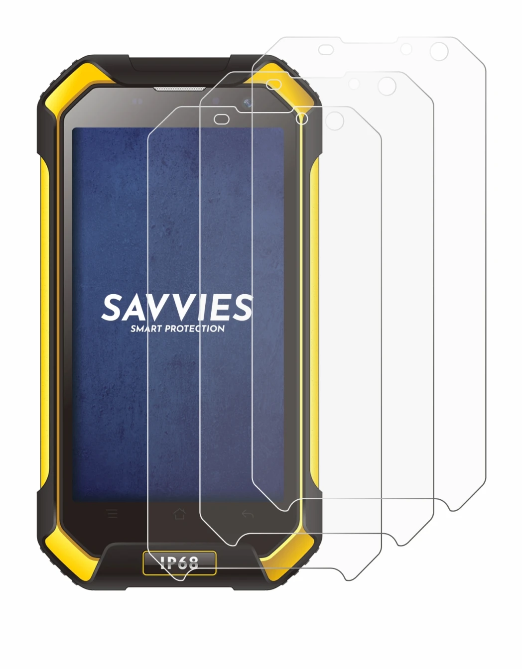 Image de l'appareil Blackview BV6000 avec une grande variété de protections d'écran.