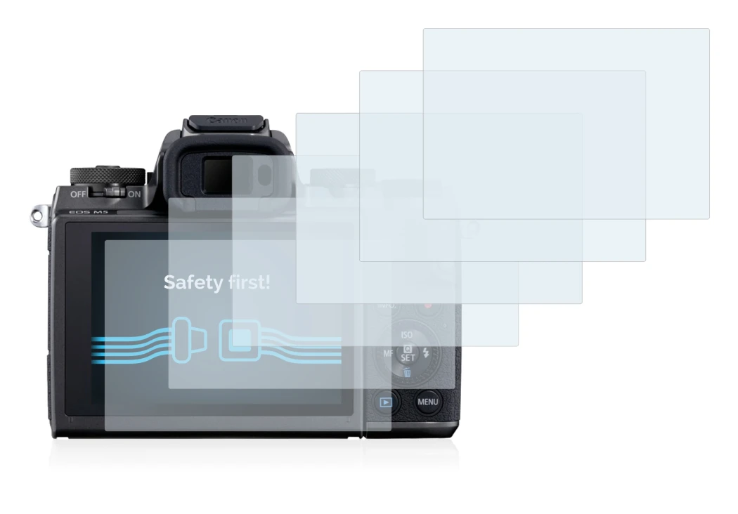 Image de l'appareil Canon EOS M5 avec une grande variété de protections d'écran.
