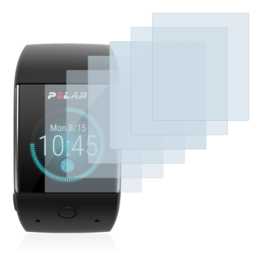 Image de l'appareil Polar M600 avec une grande variété de protections d'écran.