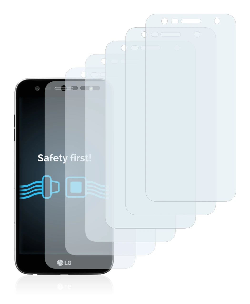 Image de l'appareil LG X Power 2 avec une grande variété de protections d'écran.