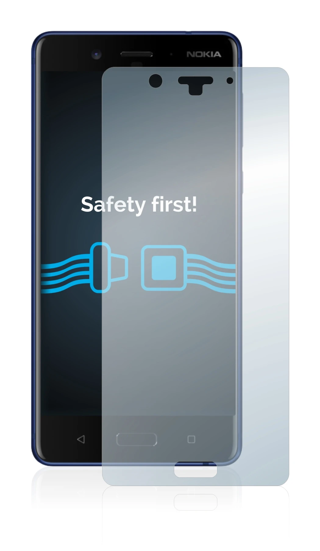 Image de l'appareil Nokia 8 avec une grande variété de protections d'écran.