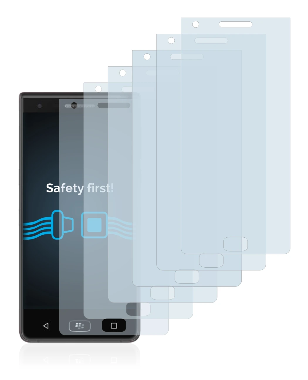 Image de l'appareil BlackBerry Motion 2017 avec une grande variété de protections d'écran.