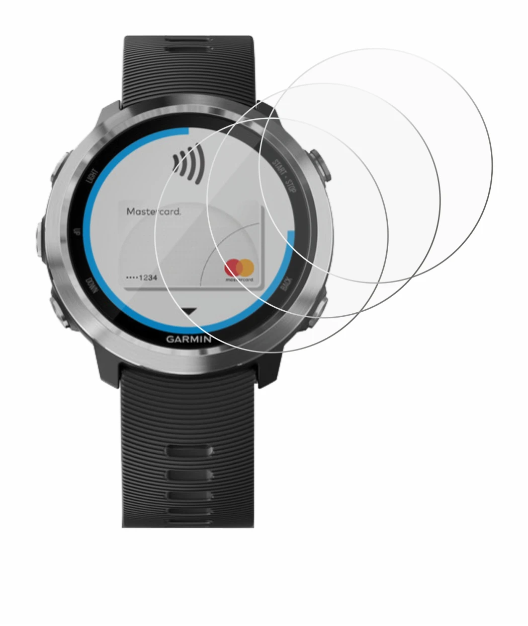 Image de l'appareil Garmin Forerunner 645 avec une grande variété de protections d'écran.