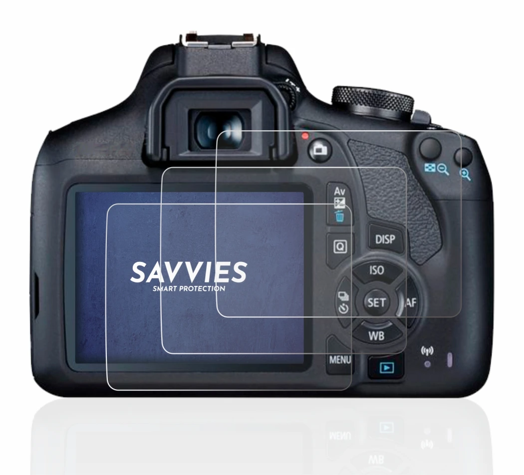 Image de l'appareil Canon EOS 2000D avec une grande variété de protections d'écran.