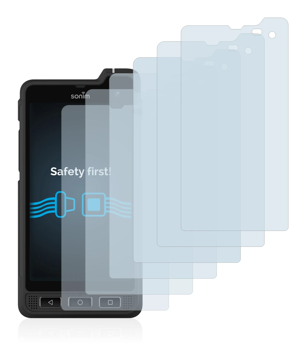 Image de l'appareil Sonim XP8 avec une grande variété de protections d'écran.