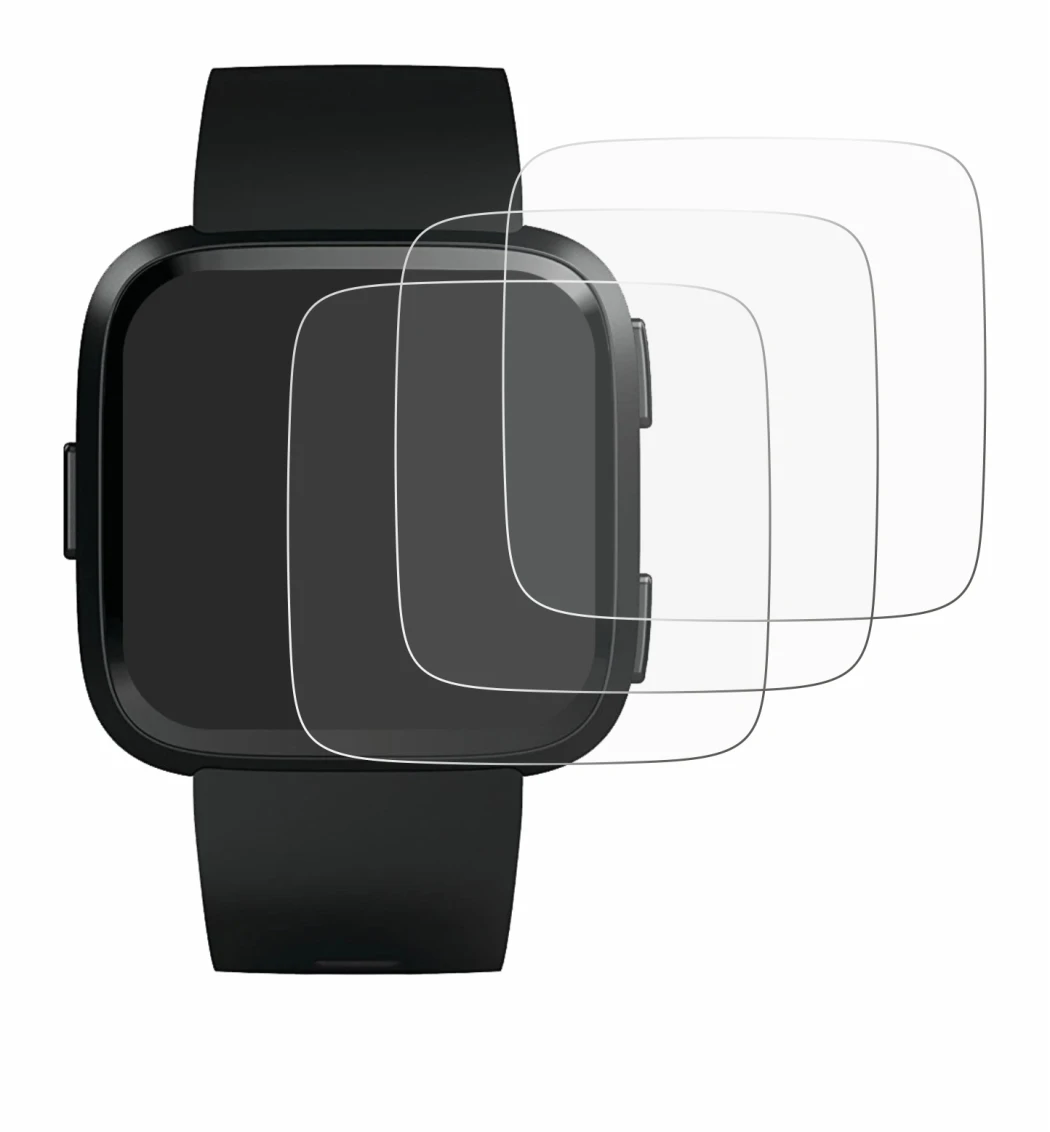 Image de l'appareil Fitbit Versa avec une grande variété de protections d'écran.