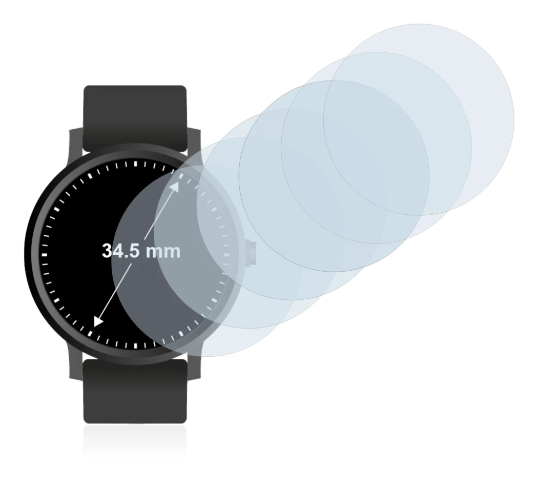 Image de l'appareil Montres (Circulaire, ø: 34.5 mm) avec une grande variété de protections d'écran.