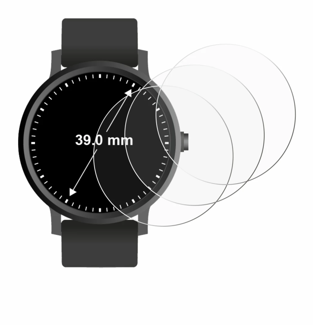 Image de l'appareil Circulaire Displays (ø: 39 mm) avec une grande variété de protections d'écran.