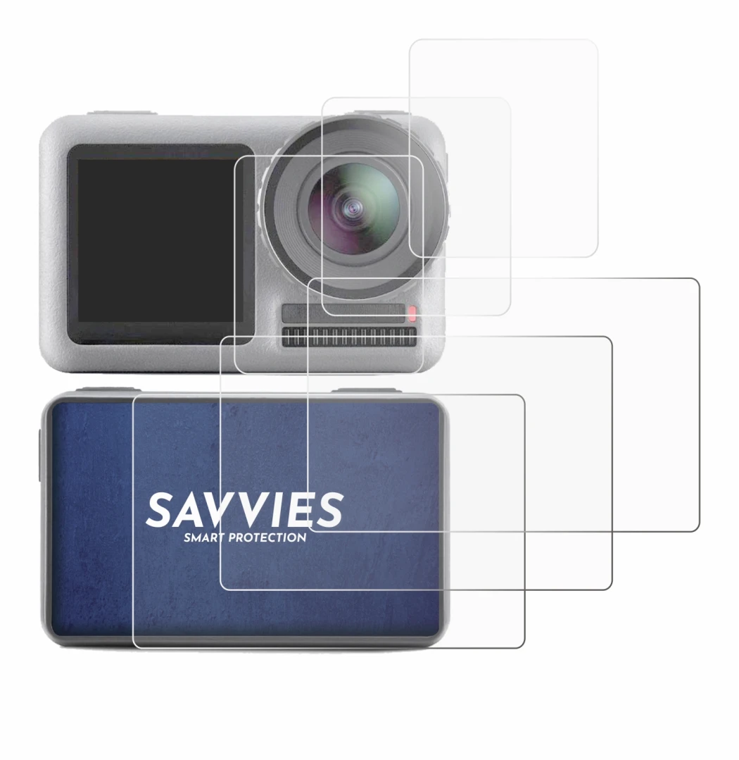 Image de l'appareil DJI Osmo Action avec une grande variété de protections d'écran.