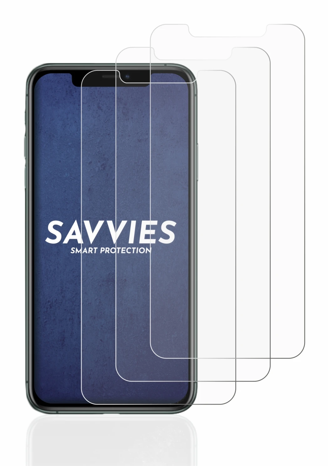 Image de l'appareil Apple iPhone 11 Pro Max avec une grande variété de protections d'écran.