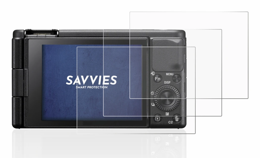 Image de l'appareil Sony ZV-1 avec une grande variété de protections d'écran.