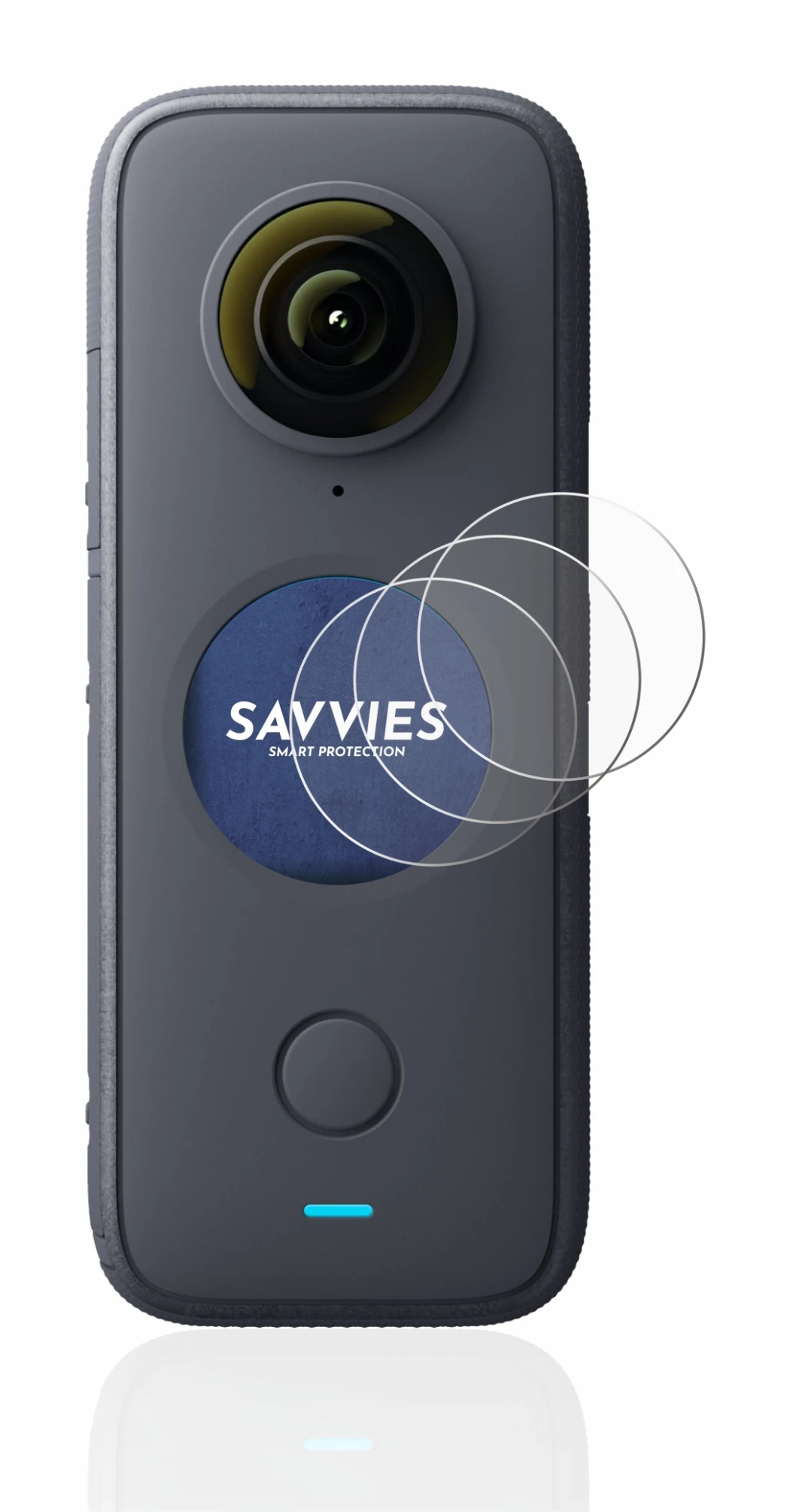 Image de l'appareil Insta360 One X2 avec une grande variété de protections d'écran.