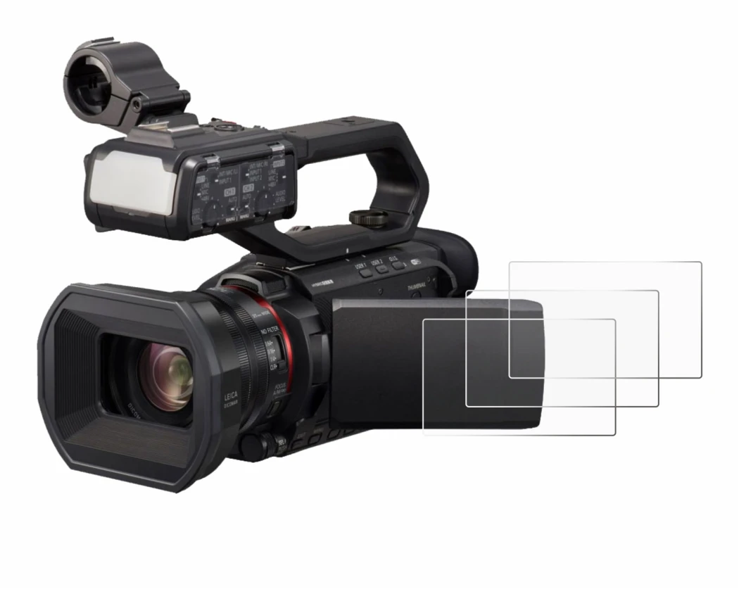 Image de l'appareil Panasonic HC-X1500 avec une grande variété de protections d'écran.
