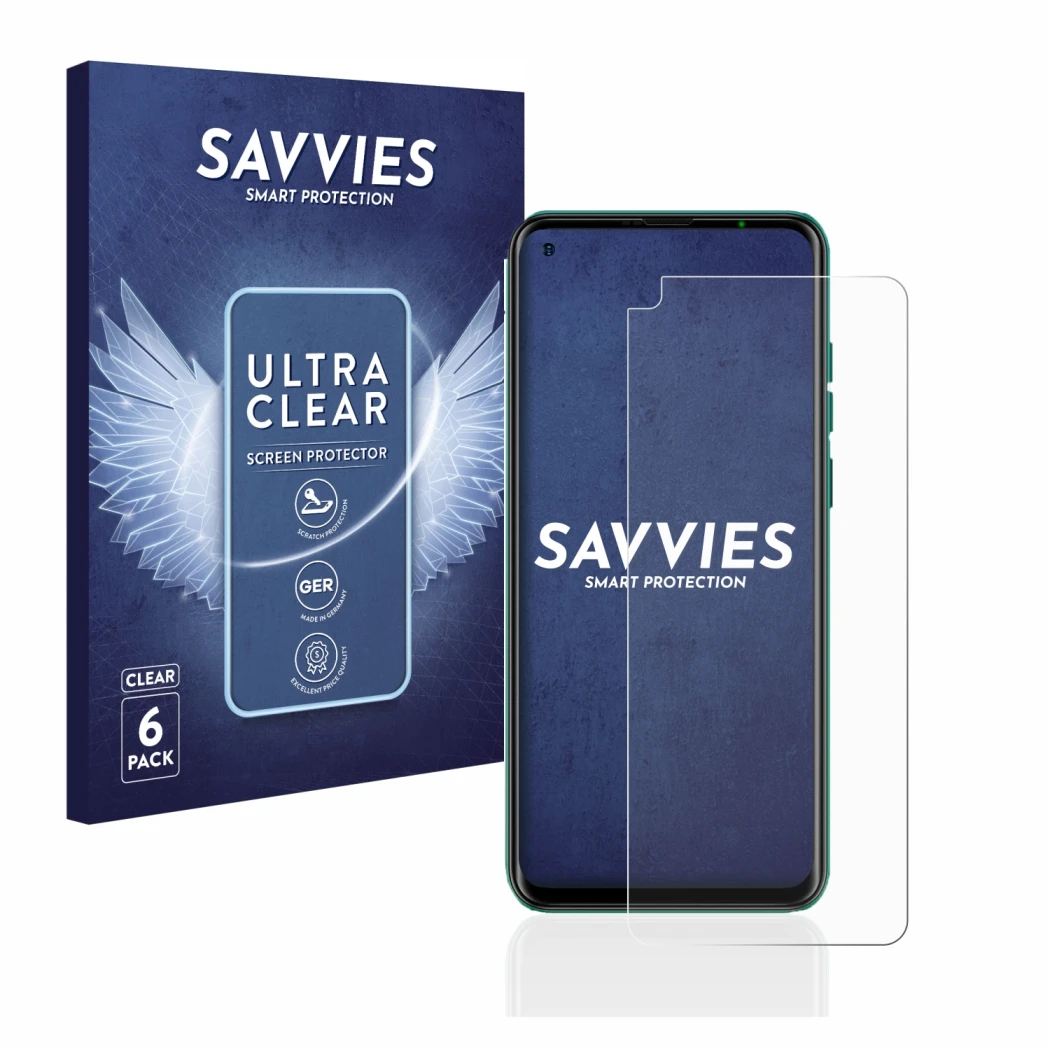 Face avant d’un emballage produit avec le logo de la marque Savvies. À côté, l’appareil Ulefone Note 11P est représenté avec l