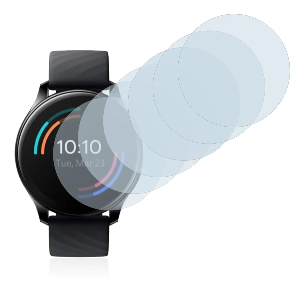 Image de l'appareil OnePlus Watch avec une grande variété de protections d'écran.