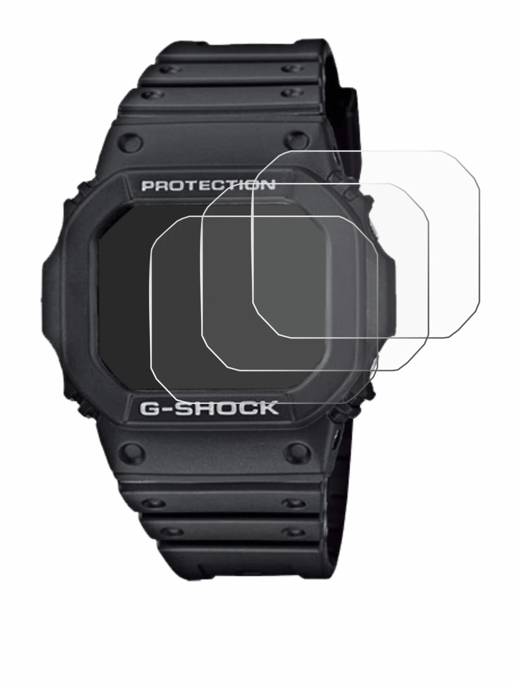 Image de l'appareil Casio G-Shock GW-M5610-1ER avec une grande variété de protections d'écran.