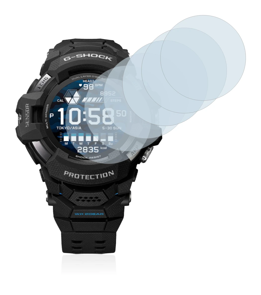 Image de l'appareil Casio G-Shock GSW-H1000 avec une grande variété de protections d'écran.