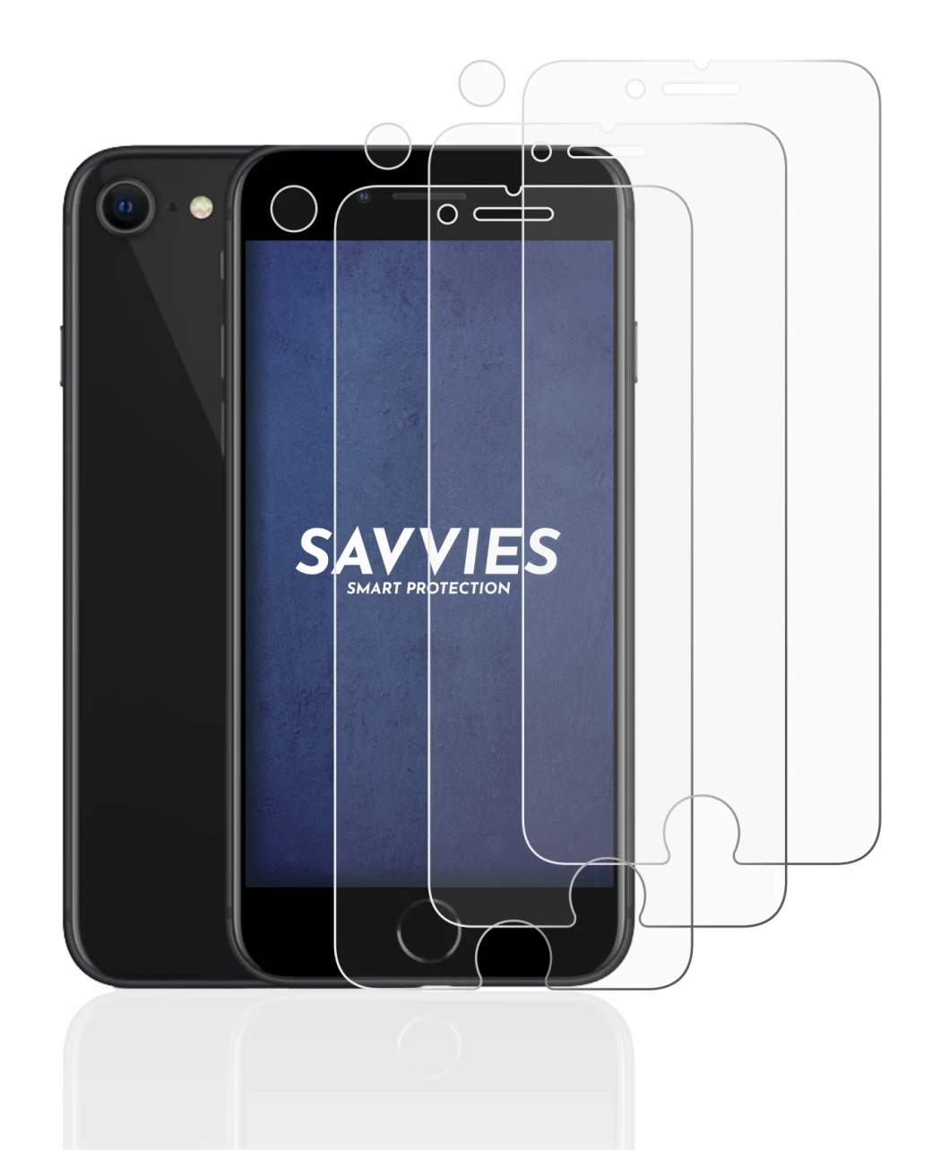 Image de l'appareil Apple iPhone SE 2 2020 (Avant+Caméra) avec une grande variété de protections d'écran.