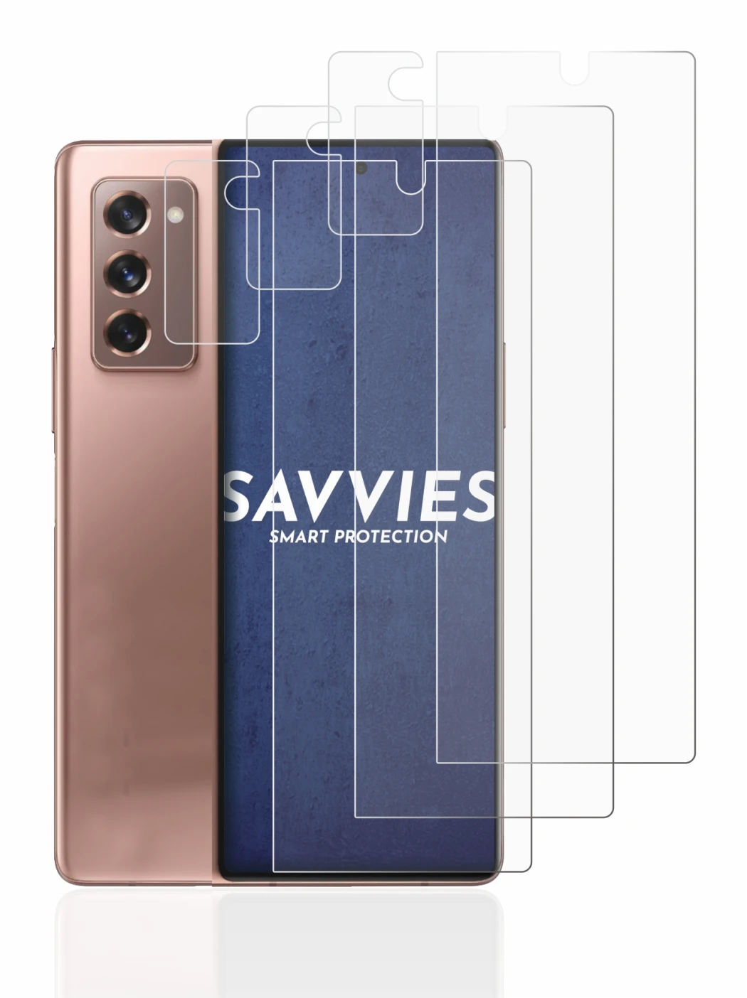 Image de l'appareil Samsung Galaxy Z Fold 2 5G (Avant+Caméra) avec une grande variété de protections d'écran.