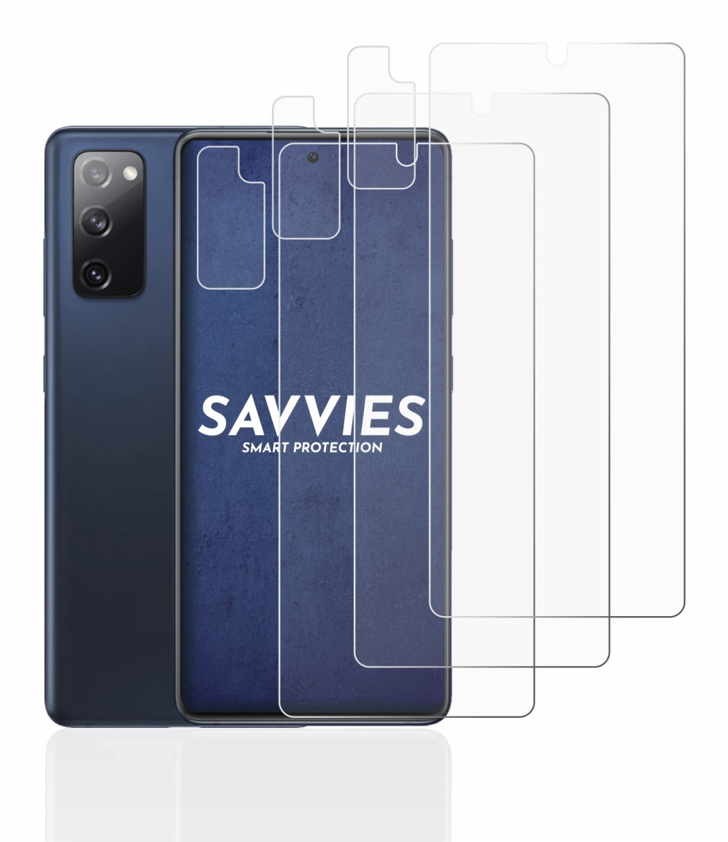 Image de l'appareil Samsung Galaxy S20 FE 5G (Avant+Caméra) avec une grande variété de protections d'écran.