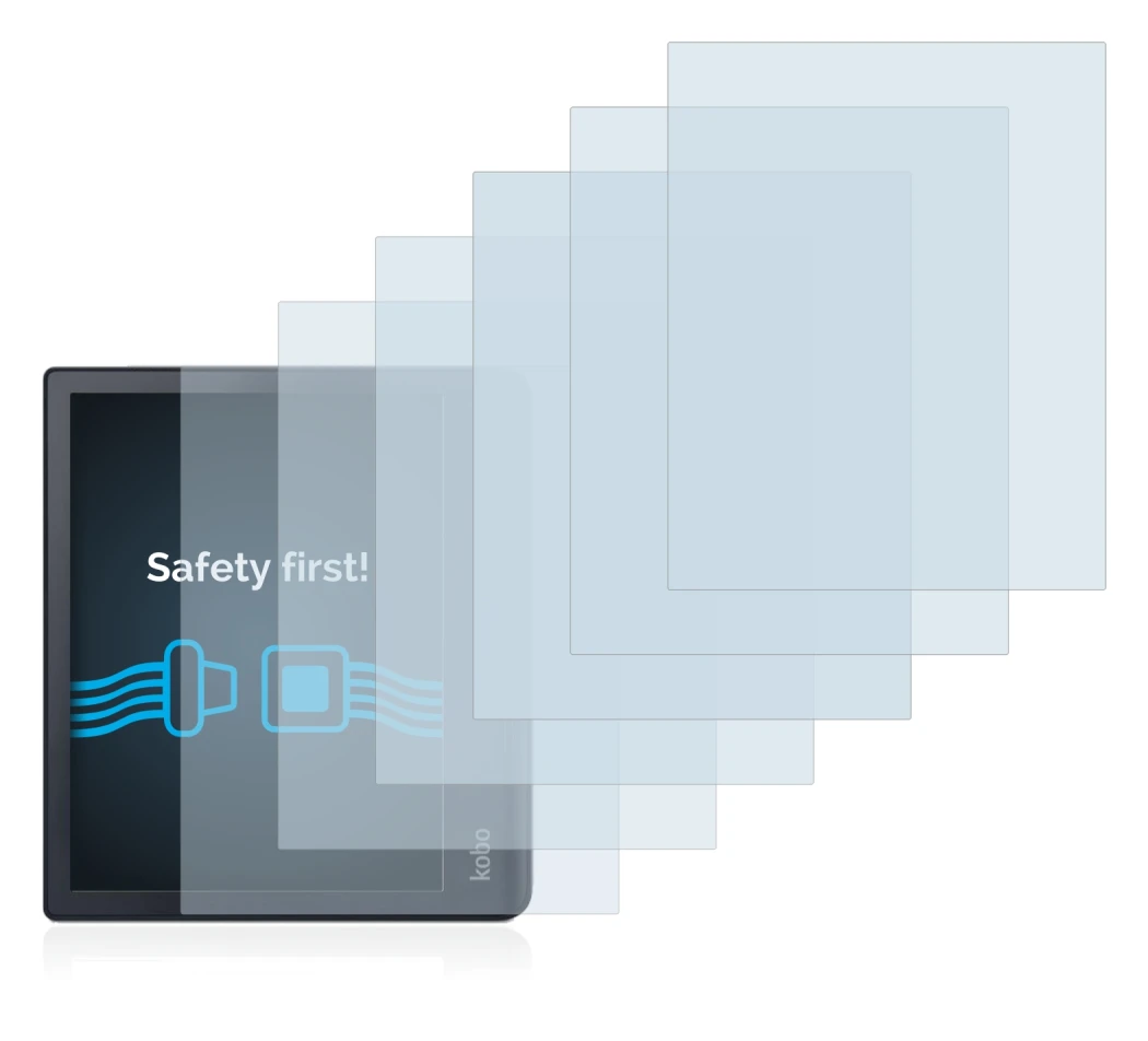 Image de l'appareil Kobo Sage avec une grande variété de protections d'écran.