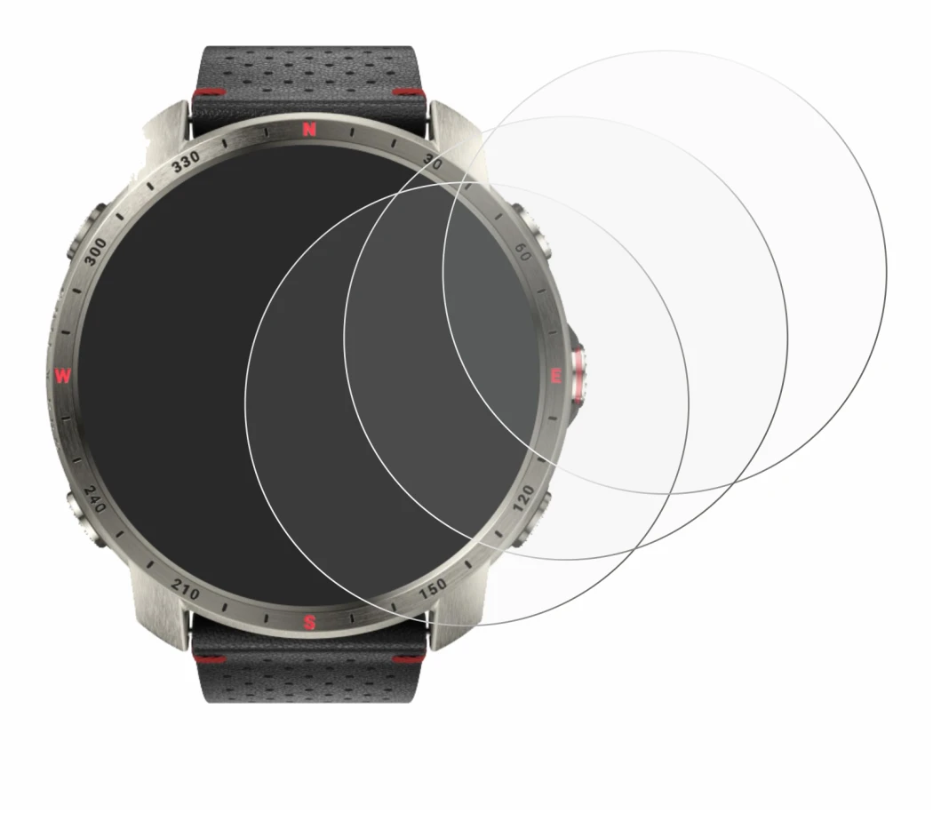 Image de l'appareil Polar Grit X Pro Titan avec une grande variété de protections d'écran.