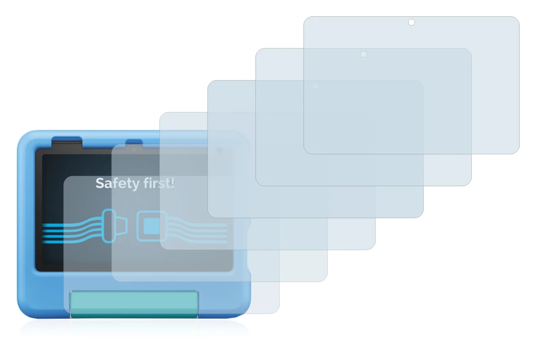 Image de l'appareil Amazon Fire 7 Kids 2022 avec une grande variété de protections d'écran.