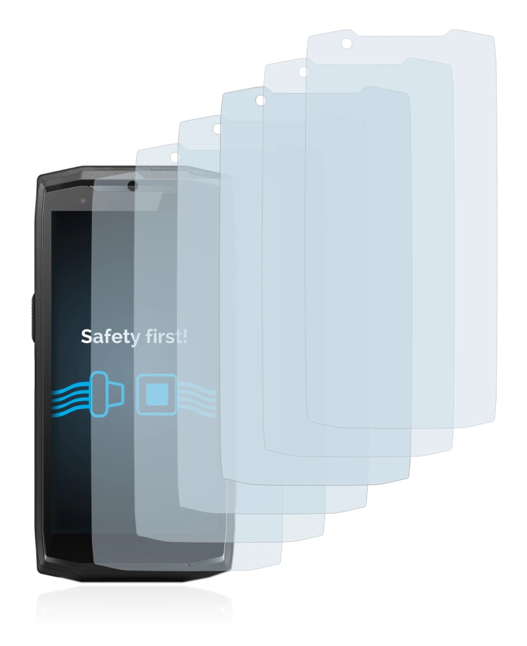 Image de l'appareil Crosscall Core-M5 avec une grande variété de protections d'écran.