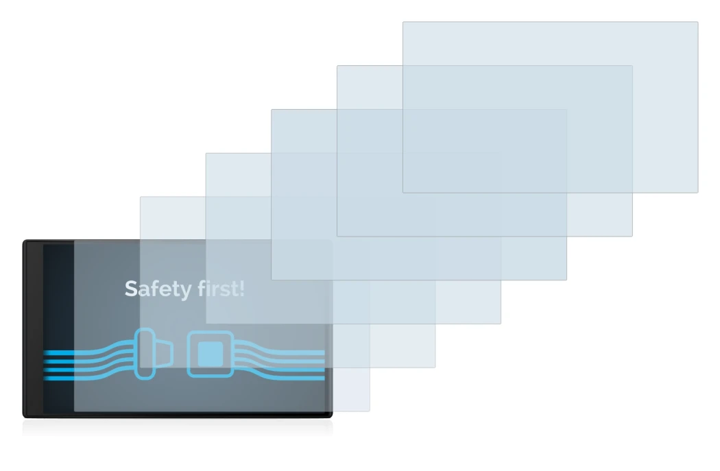 Image de l'appareil Garmin Camper 795 avec une grande variété de protections d'écran.