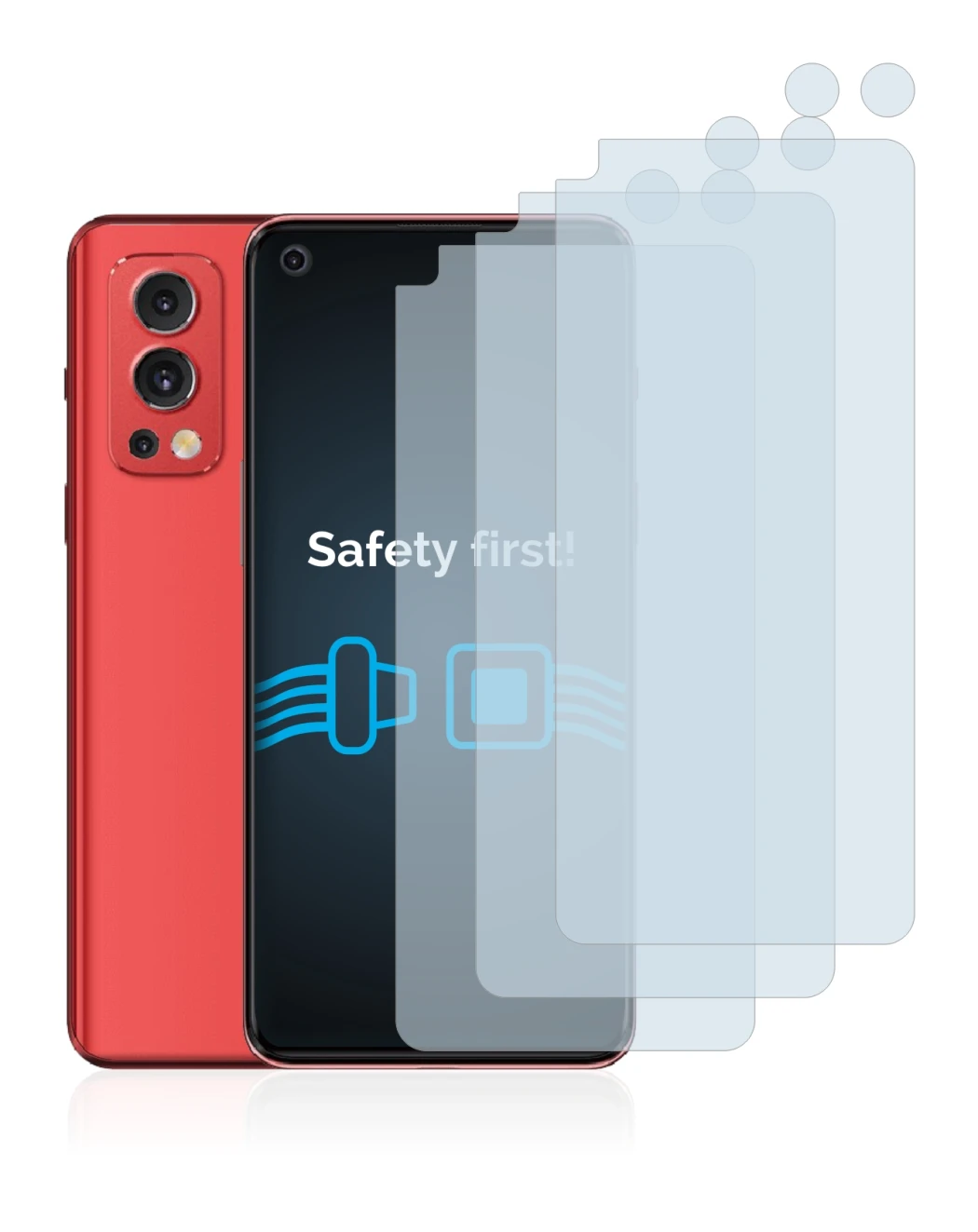 Image de l'appareil OnePlus Nord 2 5G (Avant+Caméra) avec une grande variété de protections d'écran.