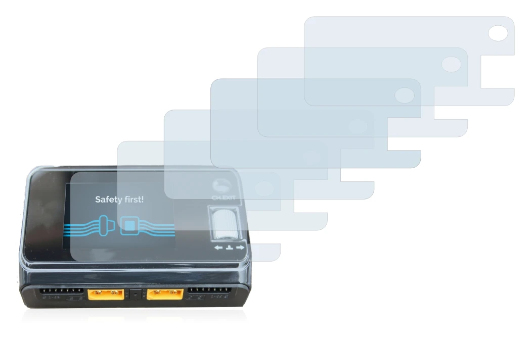 Image de l'appareil ToolkitRC M6D Dual Charger avec une grande variété de protections d'écran.