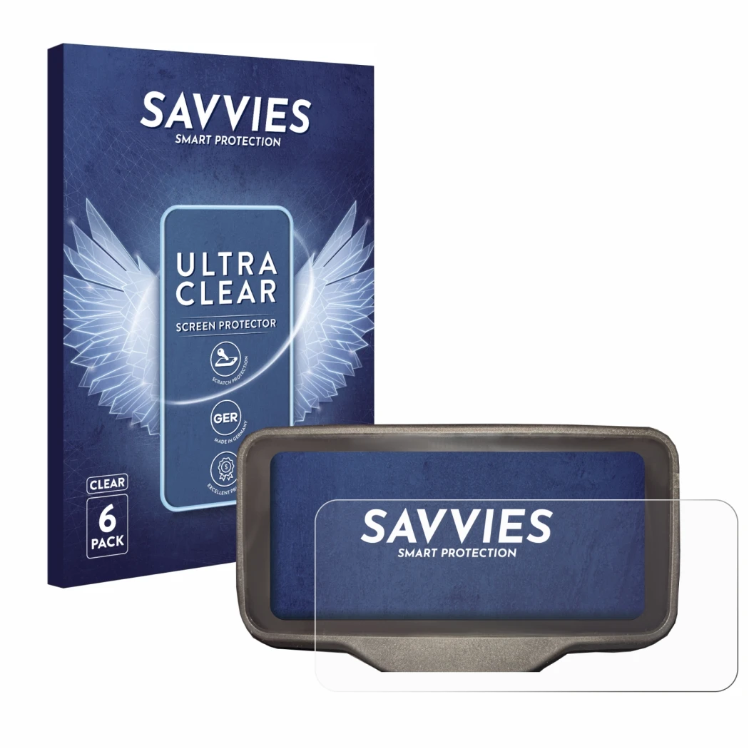 Face avant d’un emballage produit avec le logo de la marque Savvies. À côté, l’appareil Horwin SK3 est représenté avec la prot