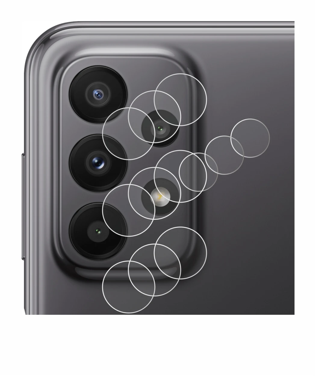 Image de l'appareil Samsung Galaxy A23 5G (Caméra UNIQUEMENT) avec une grande variété de protections d'écran.