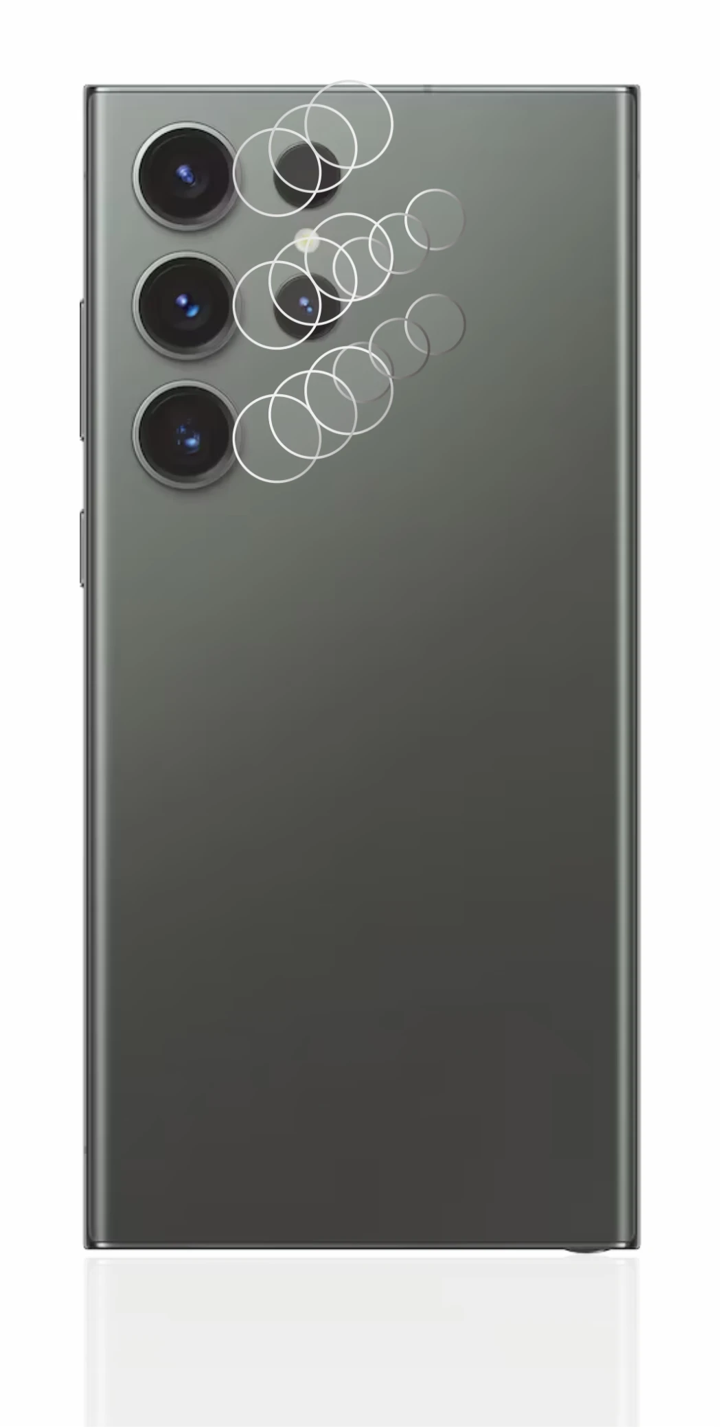 Image de l'appareil Samsung Galaxy S23 Ultra (Caméra UNIQUEMENT) avec une grande variété de protections d'écran.
