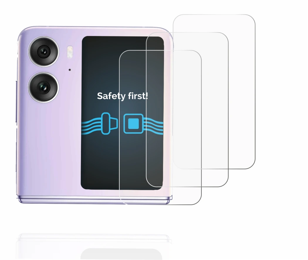Image de l'appareil Oppo Find N2 Flip (Affichage arrière) avec une grande variété de protections d'écran.
