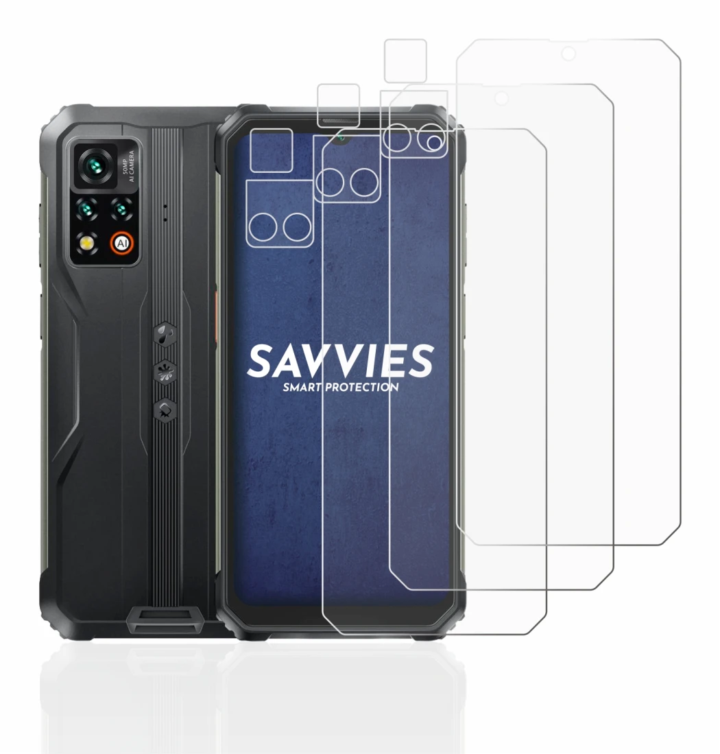 Image de l'appareil Blackview BV9200 (Avant+Caméra) avec une grande variété de protections d'écran.