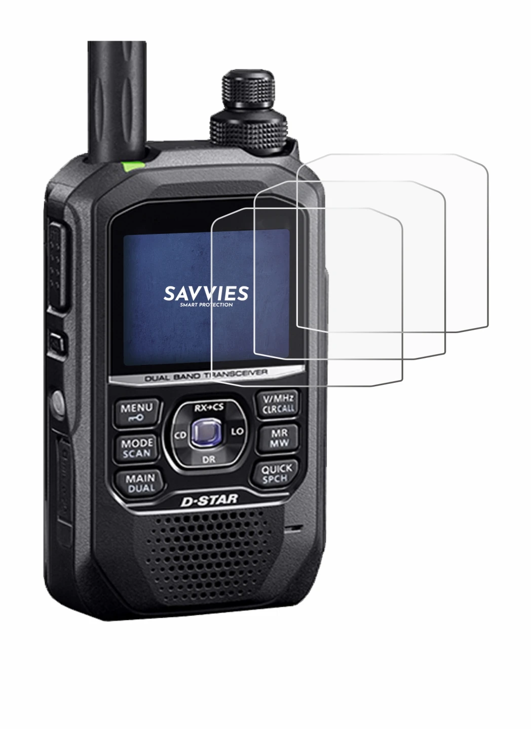 Image de l'appareil Icom ID-50E avec une grande variété de protections d'écran.